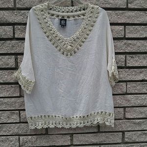 BOBEAU Large Off White Summer Beach Top EUC